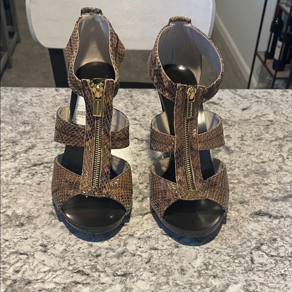 Michael Kors Brown Snakeskin Strappy Women's Heels